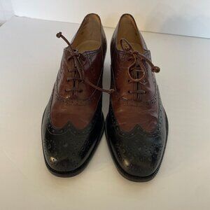 Vintage Enzo Angiolini Two-Tone Leather Ladies Wing Tip Oxfords Size 6.5